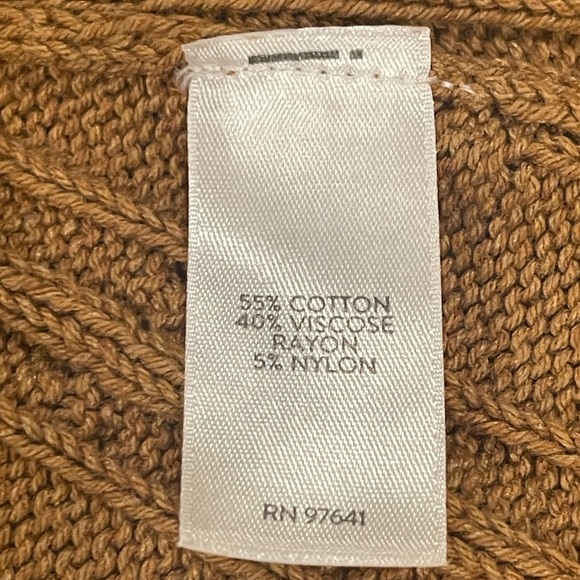 J.Jill Open Front Cable Knit Cardigan Long Sweater, 3/4 Sleeves, Honey Brown, M - Picture 6 of 15